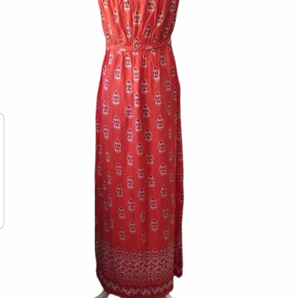 Boho Maxi Dress Floral Print Tie Belt with Side Slit Strapless Summer Dr… - Picture 4 of 12